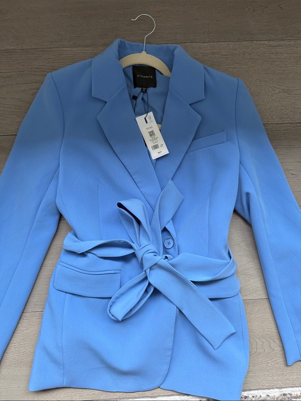 Dynamite Powder Blue Tie-Waist Blazer